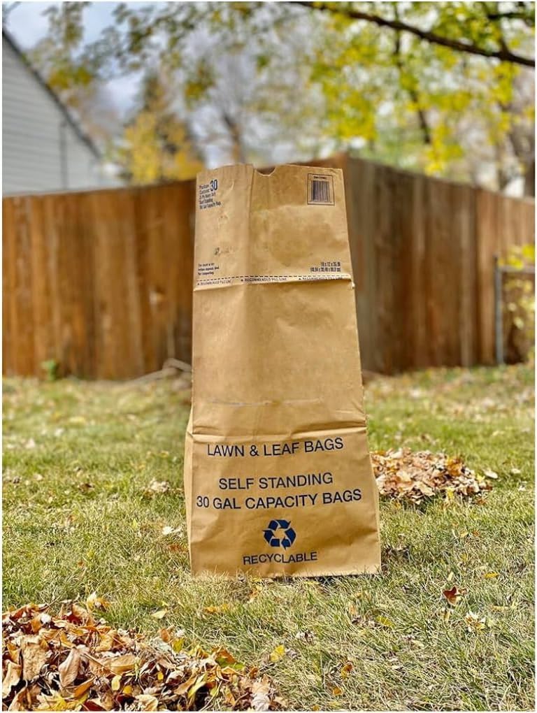 Necessia 30 Gallon Lawn & Leaf 2-Ply Heavy-Duty Yard Waste Compost Refuse Paper Bags, Eco-Friendly, Tear Resistant, Self Standing, Biodegredable, Made in USA, 15 Count - Image 2